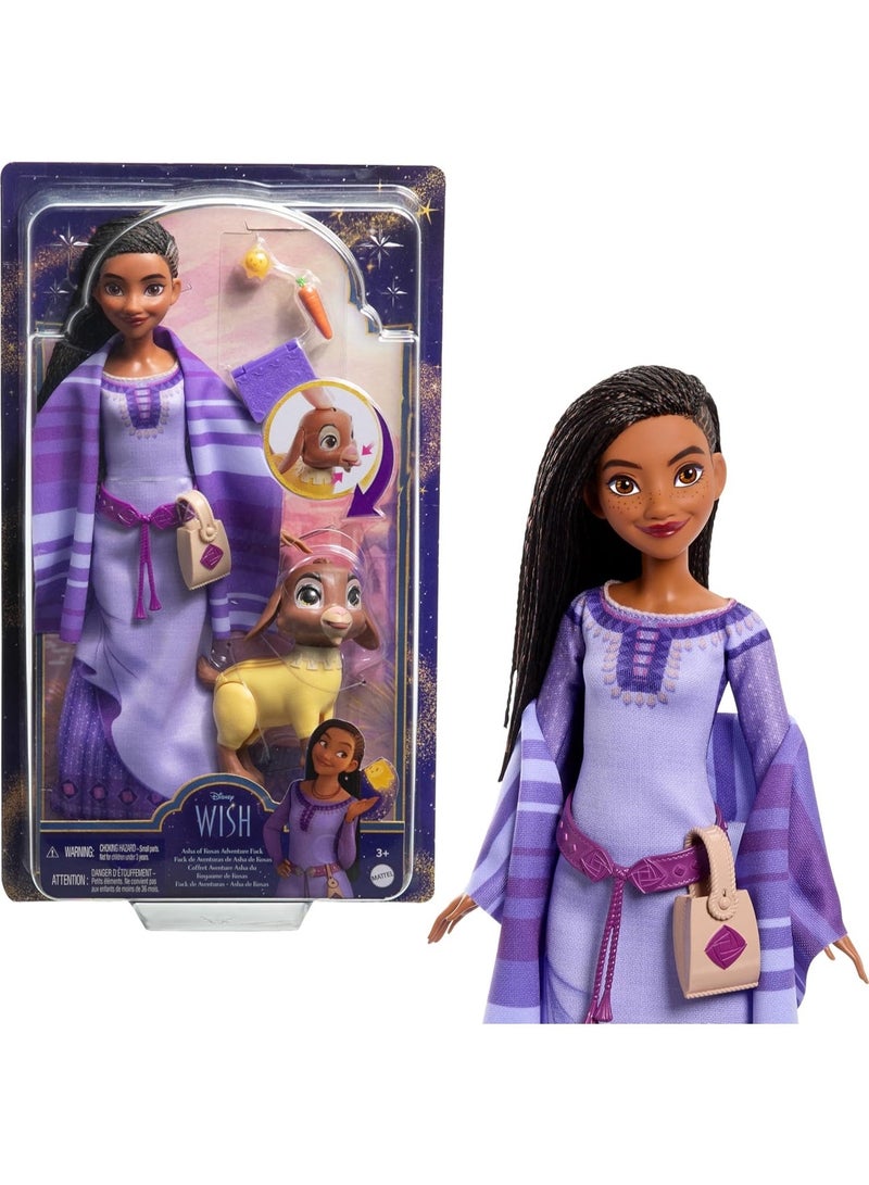 Disney Mattel Disney Wish Asha of Rosas Adventure Pack Doll with Animal Friends & Accessories - Image 2