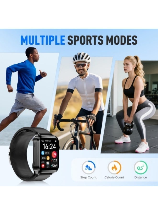 Domars Smart Watch for Women Men Fitness 1.92" HD IPS Touchscreen with Sports Modes Heart Rate Sleep Monitor Waterproof Bluetooth Calls Music Control Smartwatch Compatible with Android and iOS Black - Image 2