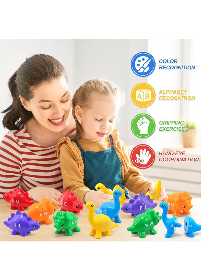HALAMODO 26 Pcs Matching Letters Toy, Alphabet Match Game Educational Toys for Toddlers Dinosaur Alphabet Learning Toy for Toddler Age 3+  Year Old Montessori Preschool Educational Toy - Image 5