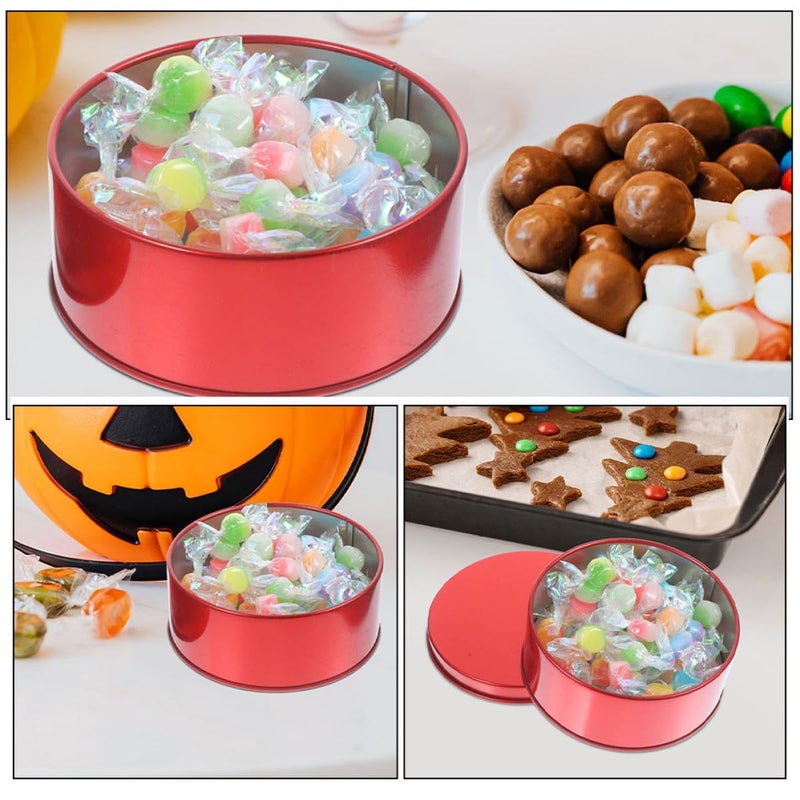 3 Red Metal Cookie Tins With Lids For Candy And Holiday Treat Storage - Image 4