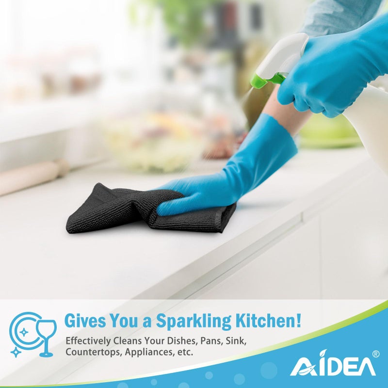 AIDEA Microfiber Cleaning Cloth-12PK, Soft Microfiber Towels for Cars, Absorbent Cleaning Rags, Lint-Free Streak-Free Wash Cloths for House, Kitchen, Window(12in.x12in), Black - Image 5