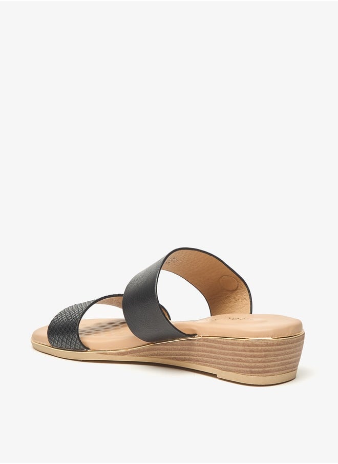 Le Confort - Women's Textured Slip-On Sandals with Wedge Heels - Image 1