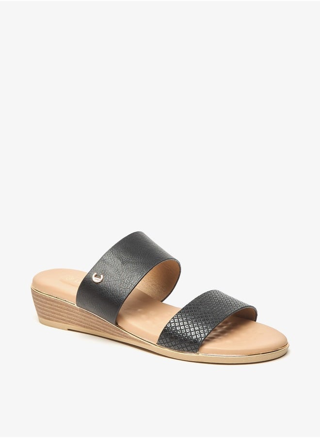 Le Confort - Women's Textured Slip-On Sandals with Wedge Heels - Image 1