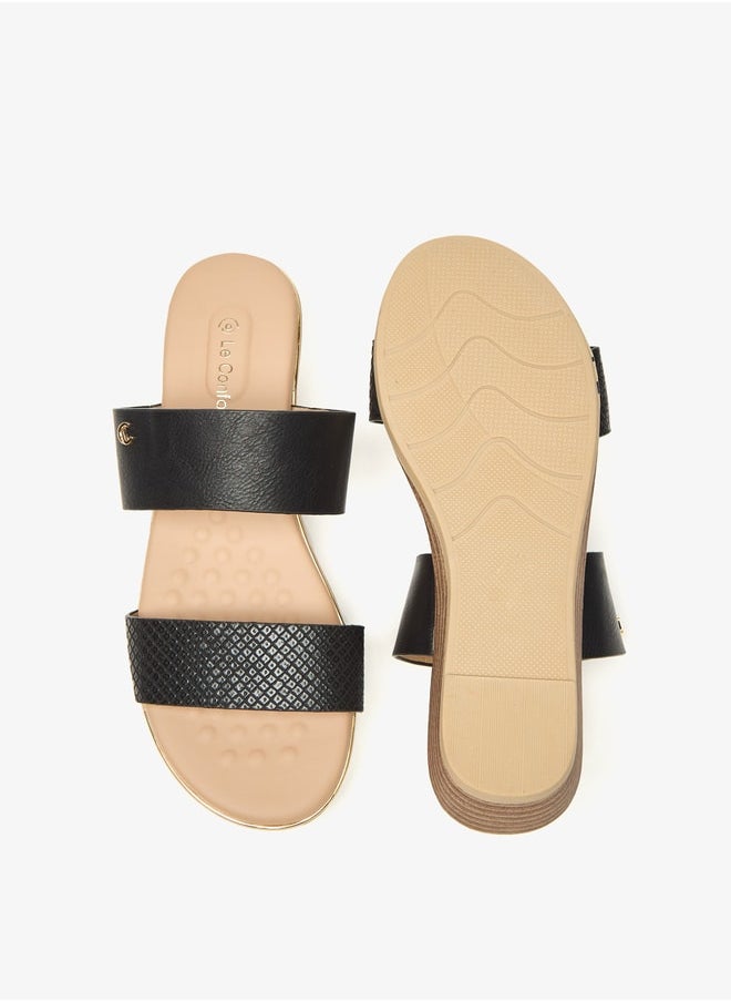Le Confort - Women's Textured Slip-On Sandals with Wedge Heels - Image 1