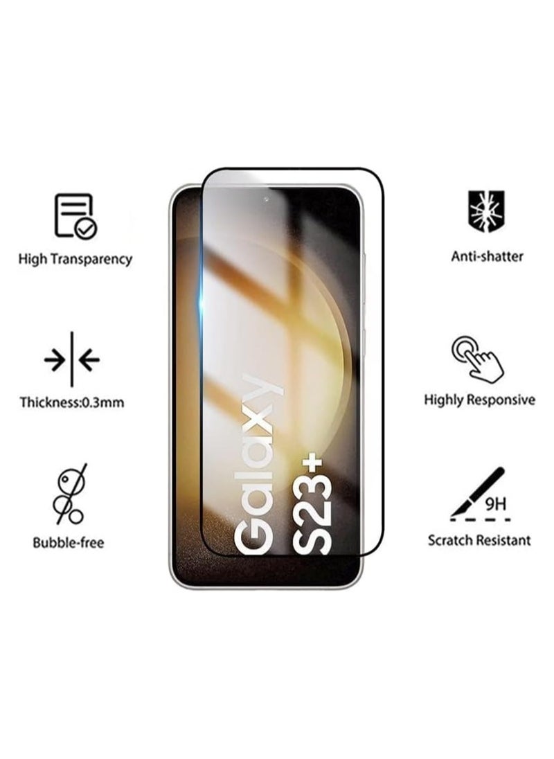 ماركة غير محددة - واقي شاشة لمدة دقيقة واحدة لهاتف Samsung Galaxy S22 Plus/S23 Plus واقي شاشة من الزجاج المقوى بلصق كامل من الحافة إلى الحافة صلابة 9H زجاج مقاوم للخدش وبصمات الأصابع (يعمل على بصمات الأصابع) - Image 1