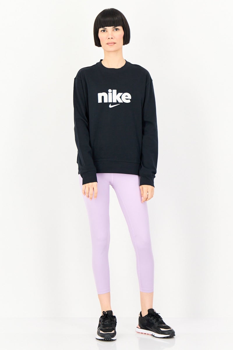 Nike سويت شيرت خارجي فضفاض بأكمام طويلة للنساء، أسود - Image 3