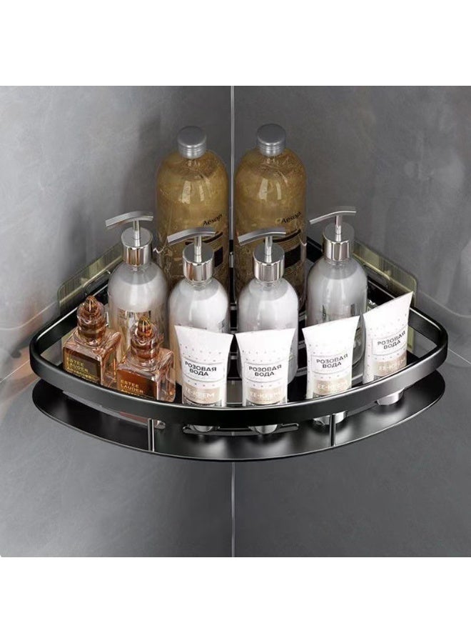 تدفق المياه ستريم فلو رف حمّام، عبوة من قطعتين، منظم حمّام/سلة دش، بدون حفر، مصنوع من الألمنيوم خفيف الوزن، رفوف حمّام لاصقة ذاتية، تُثبت على الحائط، رف زاوية للدش - Image 2