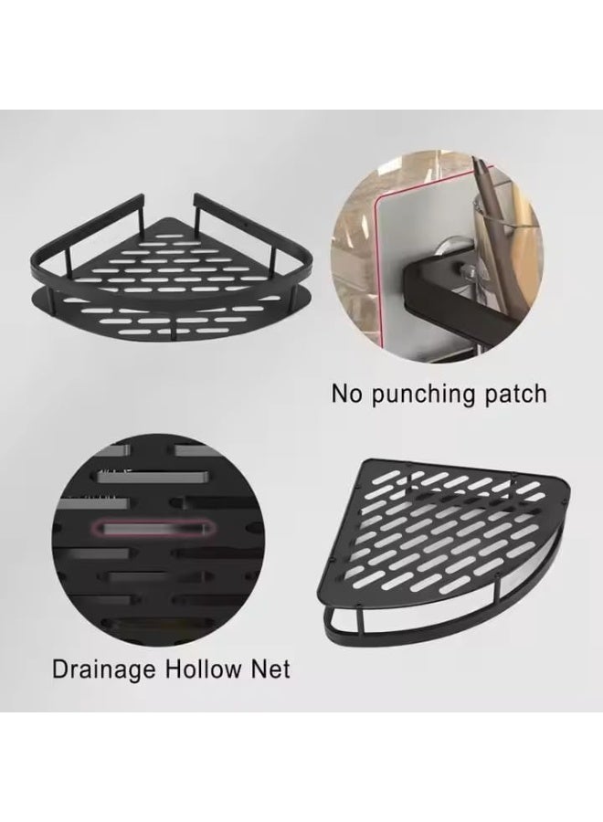 تدفق المياه ستريم فلو رف حمّام، عبوة من قطعتين، منظم حمّام/سلة دش، بدون حفر، مصنوع من الألمنيوم خفيف الوزن، رفوف حمّام لاصقة ذاتية، تُثبت على الحائط، رف زاوية للدش - Image 4