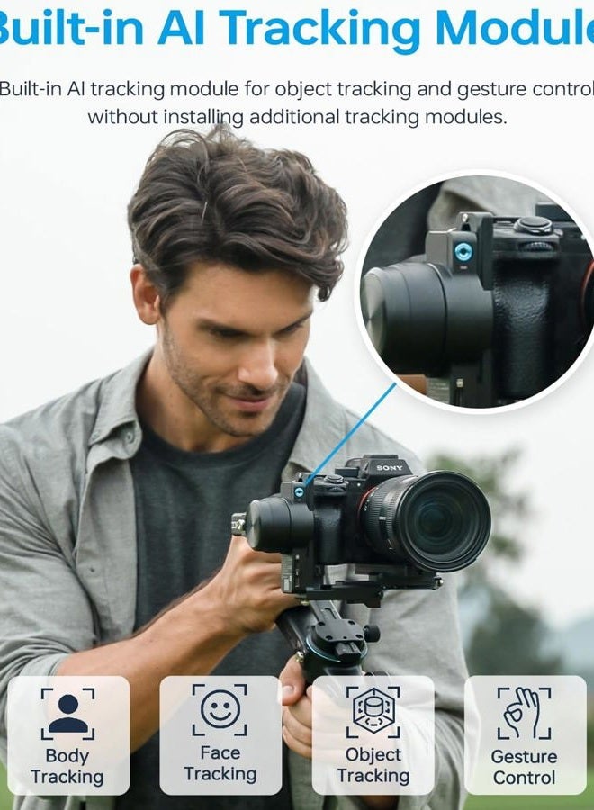 FeiyuTech SCORP-2 Kit Camera Stabilizer, Integrated AI Tracker, 3-Axis Gimbal for Mirrorless Sony/Canon/Nikon/Fujifilm and DSLR Cameras, Upgrade Joystick and Touch Screen, 5.51 lbs Load Capacity - Image 2
