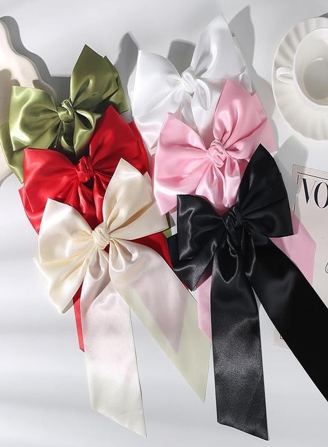 CHIROGRAPHY 6 PCS Premium Big Hair Bows for Women, Oversized Silky Satin Hair Ribbon hair bows, Large hair bow clips Hair Barrettes for Women Accessories|multicolor - Image 5