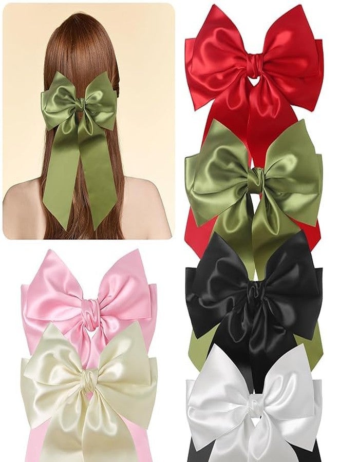 CHIROGRAPHY 6 PCS Premium Big Hair Bows for Women, Oversized Silky Satin Hair Ribbon hair bows, Large hair bow clips Hair Barrettes for Women Accessories|multicolor - Image 3