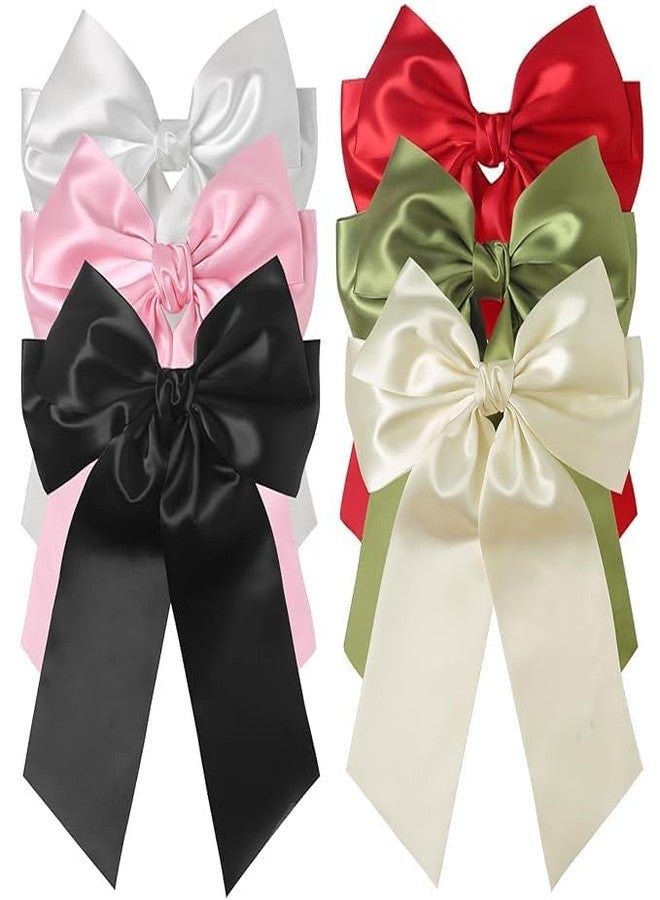 CHIROGRAPHY 6 PCS Premium Big Hair Bows for Women, Oversized Silky Satin Hair Ribbon hair bows, Large hair bow clips Hair Barrettes for Women Accessories|multicolor - Image 1