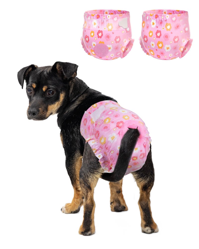 Pet Soft Dog Diapers Female, Disposable Female Dog Diaper, Doggie Diapers for Cat Puppy with Adjustable Foam Tail Hole(Pink,12XS) - Image 1