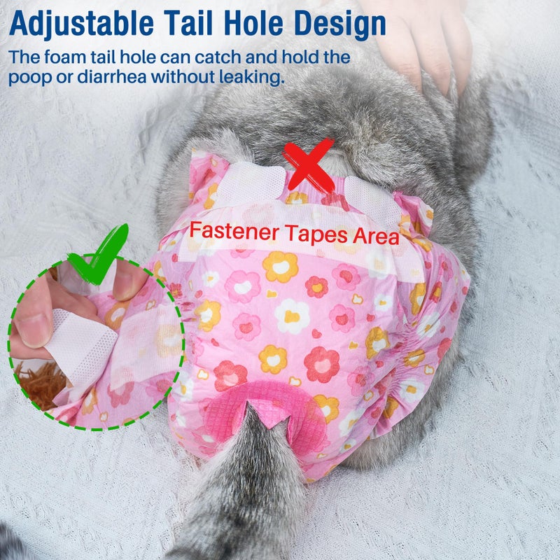 Pet Soft Dog Diapers Female, Disposable Female Dog Diaper, Doggie Diapers for Cat Puppy with Adjustable Foam Tail Hole(Pink,12XS) - Image 3