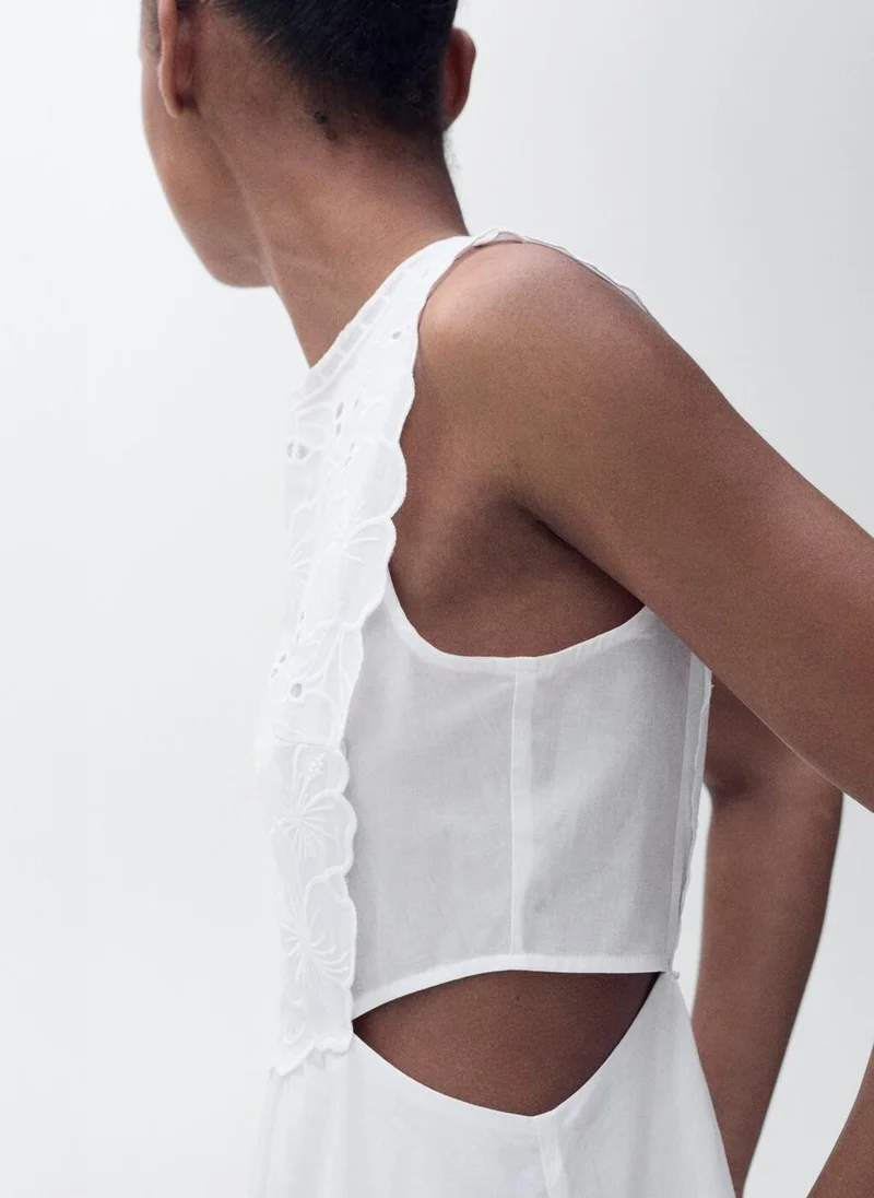 MANGO Embroidered With Side Slits Dress
