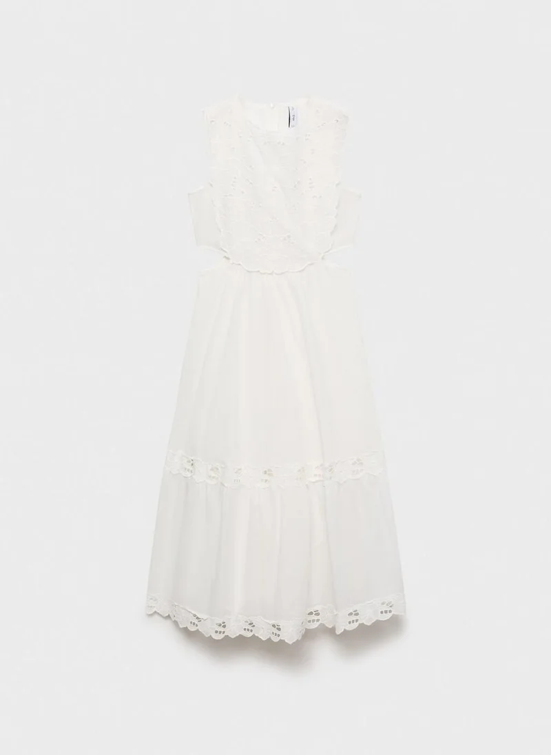 MANGO Embroidered With Side Slits Dress