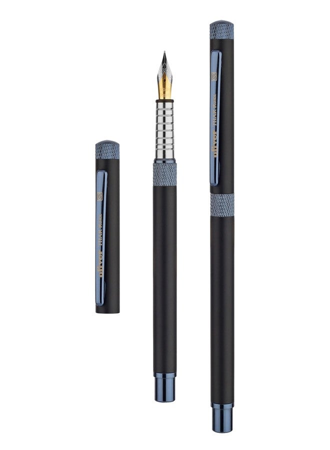 Oliver Thar Roxx Matte & Shine Fountain Pen – Matte Black/Blueberry Trims, Full Brass Body, 0.6mm Cardinal Refill, Gift T Box - Image 4