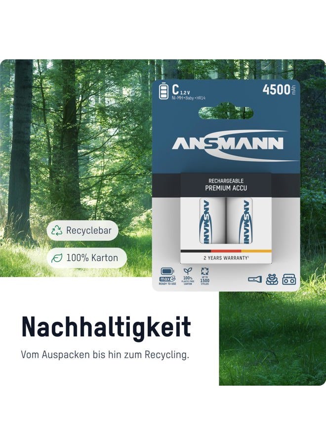 ANSMANN C Size Batteries [Pack of 4] Long Lasting Precharged Rechargeable C Type 4500 mAh NiMH MaxE Pro Battery For Flashlights, Operating Machines, Toys, LED Torch Lights - Image 4
