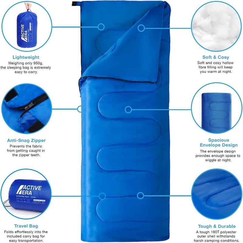 Active Era Outdoor Sleeping Bag for Camping, 3-4 Seasons, Compact Envelope Sleeping Bag with Lightweight Carry Bag, Warm Rectangular Mummy Sleeping Bag for Hiking - Image 1