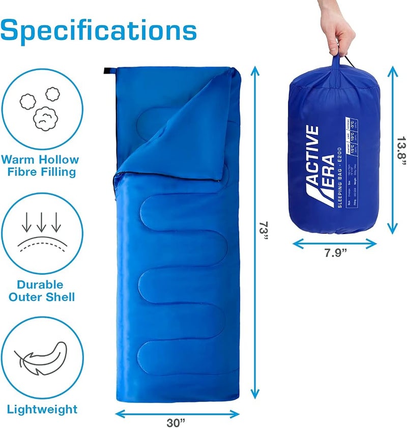 Active Era Outdoor Sleeping Bag for Camping, 3-4 Seasons, Compact Envelope Sleeping Bag with Lightweight Carry Bag, Warm Rectangular Mummy Sleeping Bag for Hiking - Image 4