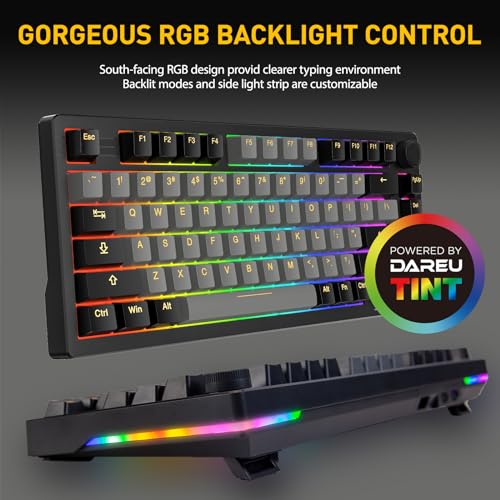 DAREU EK75PRO Wireless 75% RGB Hot-Swappable Mechanical Gaming Keyboard with Knob,2.4Ghz/BT5.1/USB-C Connectivity, 81 Keys Gasket Mount, PBT Keycaps&Linear Dream Switch for Win/MAC - Image 2