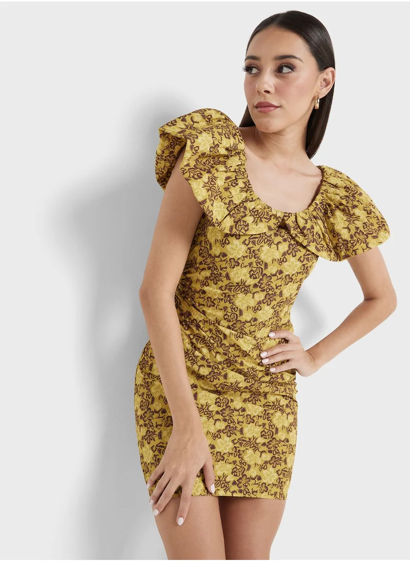 Ted Baker Printed Ruffle Detail Dress