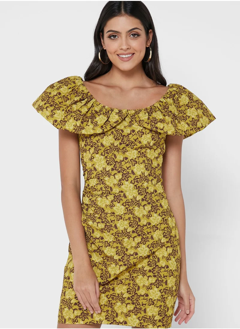 Ted Baker Printed Ruffle Detail Dress