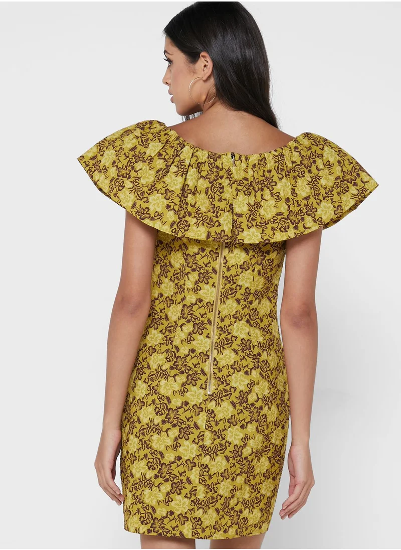 Ted Baker Printed Ruffle Detail Dress