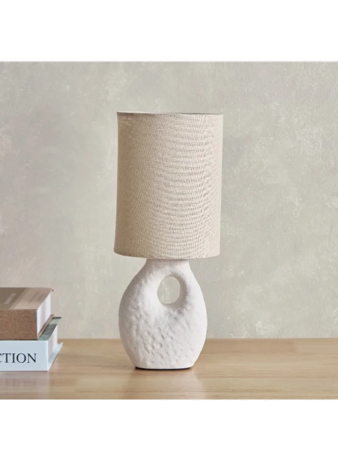 Home Box Amelie Table Lamp With Ceramic Base And Linen Shade - 32 Cm