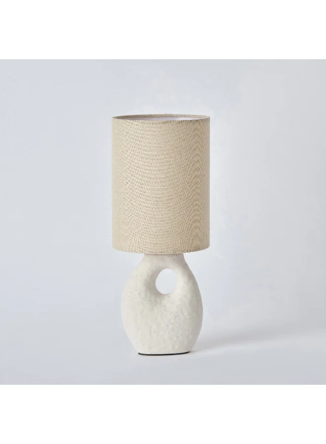 Home Box Amelie Table Lamp With Ceramic Base And Linen Shade - 32 Cm