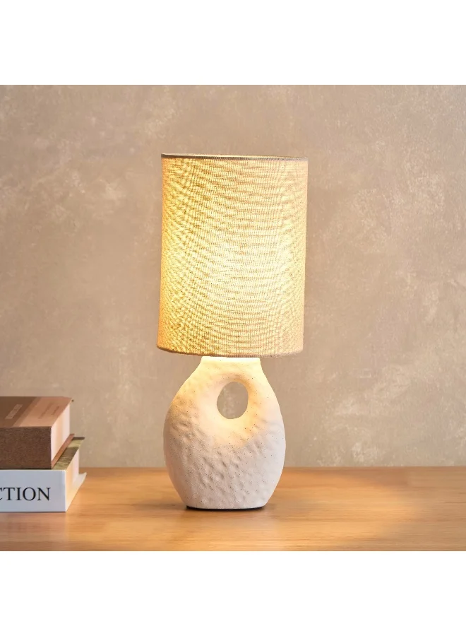Home Box Amelie Table Lamp With Ceramic Base And Linen Shade - 32 Cm