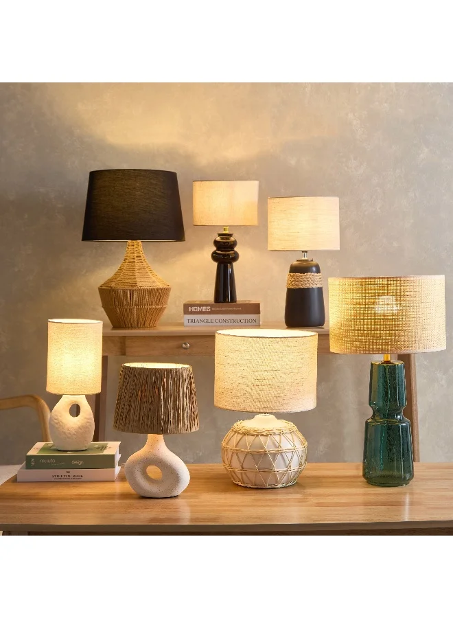 Home Box Amelie Table Lamp With Ceramic Base And Linen Shade - 32 Cm