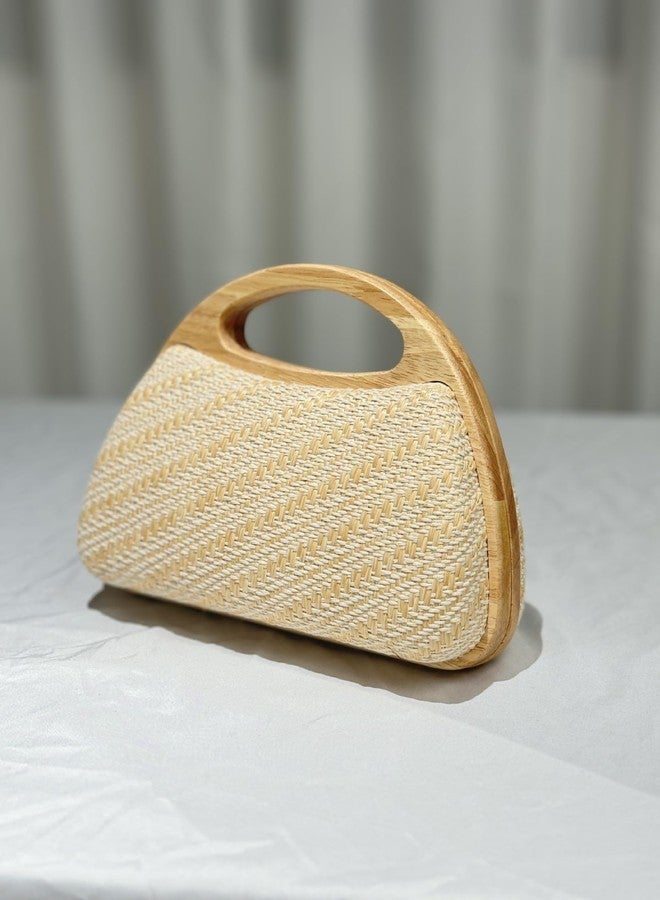 Mastyle® Woven Straw Wooden Handbag For Women With Simple Design Suitable For Outings - Image 3