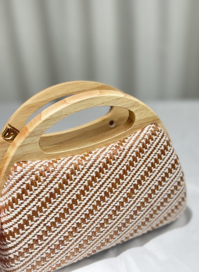 Mastyle® Woven Straw Wooden Handbag For Women With Simple Design Suitable For Outings - Image 5