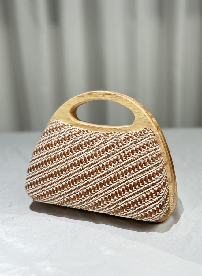 Mastyle® Woven Straw Wooden Handbag For Women With Simple Design Suitable For Outings - Image 2