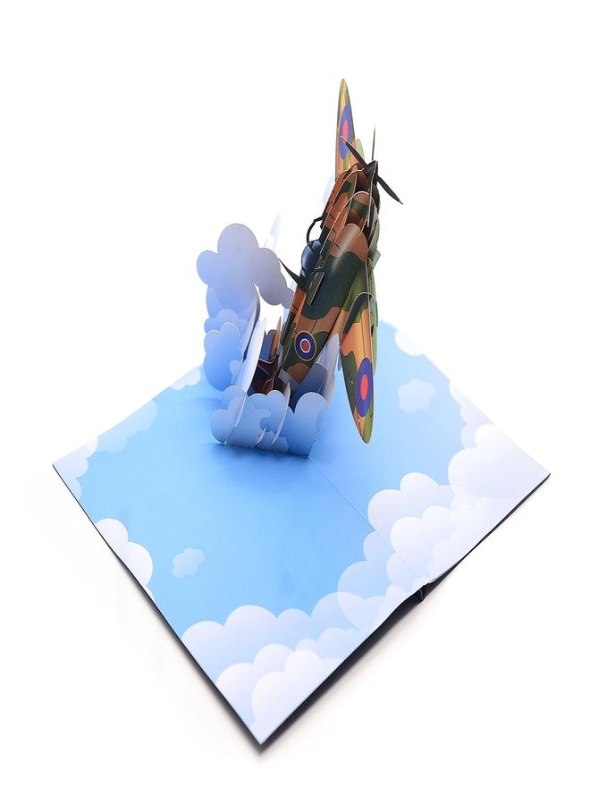 ASVP Shop Spitfire 3D Pop Up Card, RAF Gifts, Gift for plane admirer , Handmade Father’s Day Card, Birthday Card, Flying Spitfire 3D model - Image 1