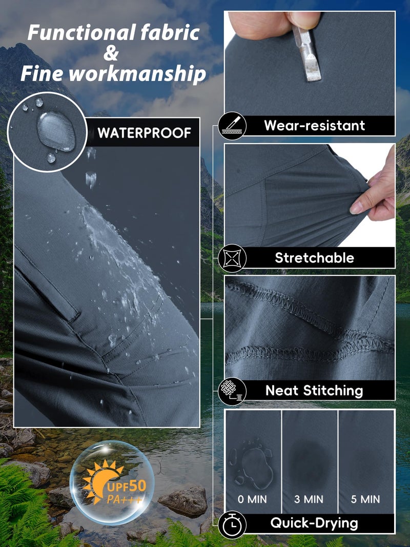 Zoofly Mens Lightweight Hiking Pants Flex Cargo Work Tactical Nylon Stretch Waterproof Quick Dry Fishing Outdoor Travel (Gray, 44W*30L) - Image 5