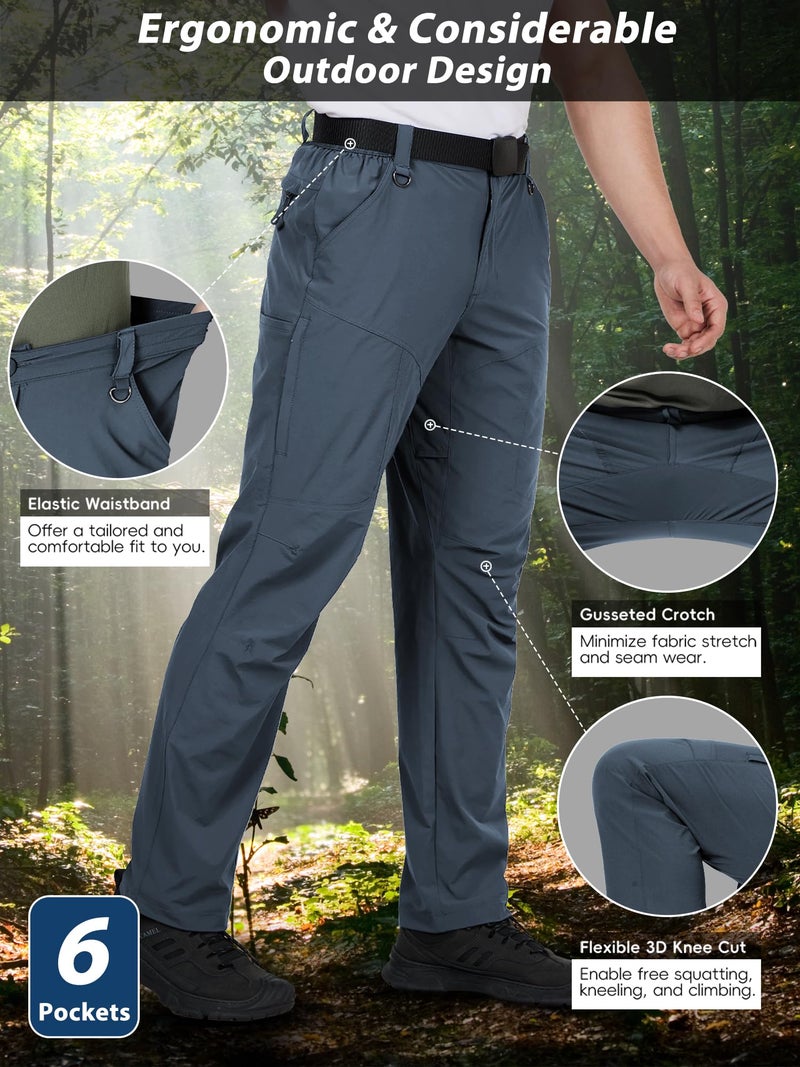 Zoofly Mens Lightweight Hiking Pants Flex Cargo Work Tactical Nylon Stretch Waterproof Quick Dry Fishing Outdoor Travel (Gray, 44W*30L) - Image 4