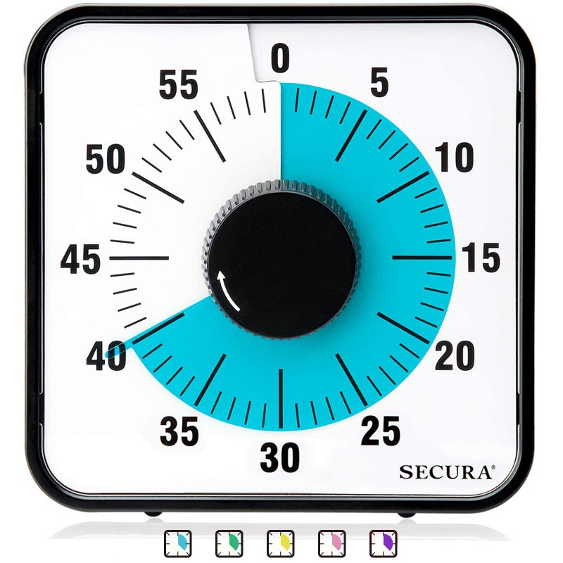 Secura 60-Minute Visual Countdown Timer, 7.5-Inch Oversize Classroom Visual Timer for Kids and Adults, Durable Mechanical Kitchen Timer Clock with Magnetic Backing (Blue) - Image 1