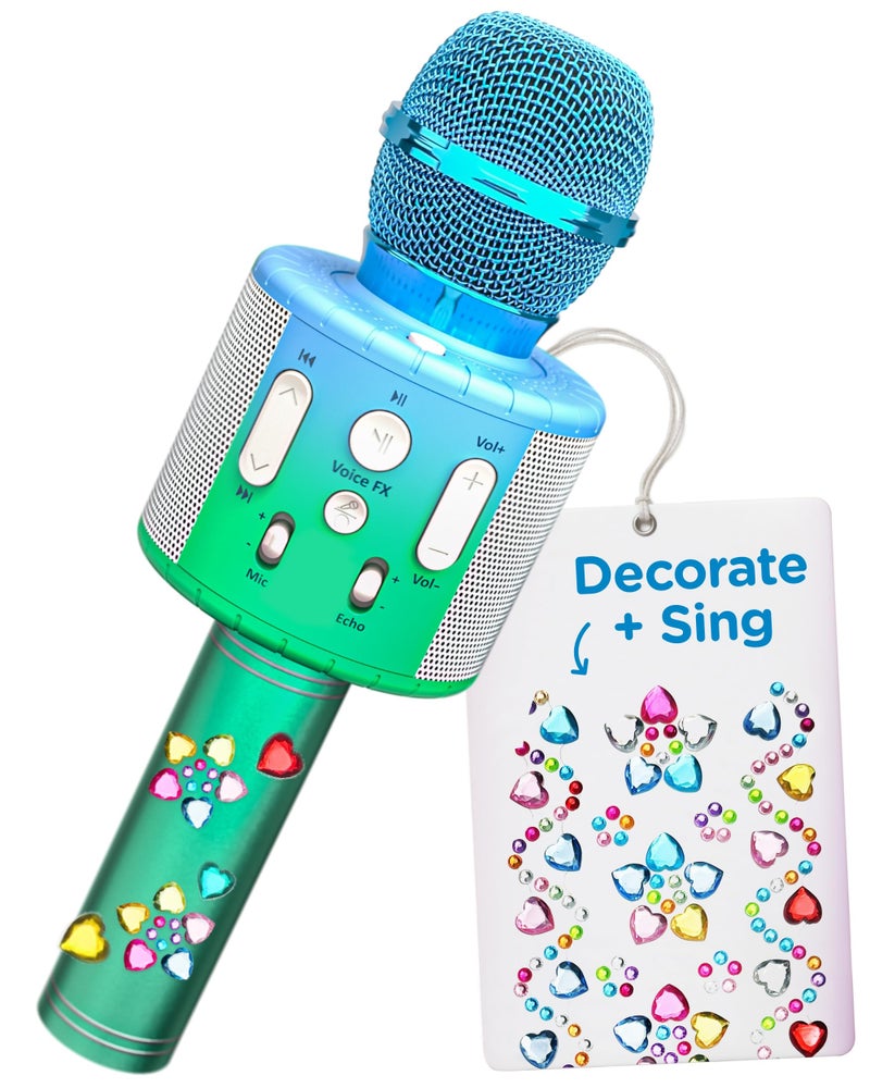 Move2Play, Kids Karaoke Microphone | Includes Stickers & Bluetooth | Kids Birthday Gift | Toy for All Ages 2, 3, 4, 5, 6+ Year Old Girls, Boys & Toddlers (Blue/Green) - Image 1