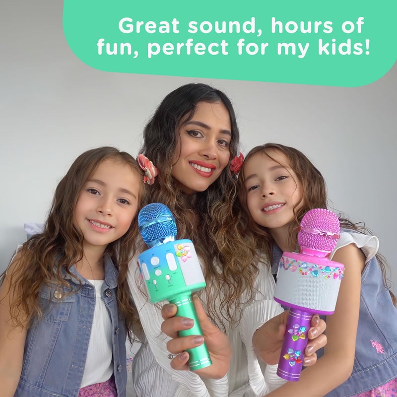 Move2Play, Kids Karaoke Microphone | Includes Stickers & Bluetooth | Kids Birthday Gift | Toy for All Ages 2, 3, 4, 5, 6+ Year Old Girls, Boys & Toddlers (Blue/Green) - Image 4