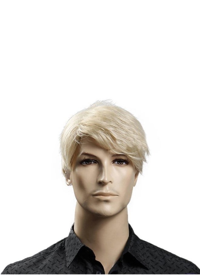 Kalyss 8" Short Straight Men's Blonde Color Wig Heat Resistant Synthetic Hair Wig (blonde)  - Image 1