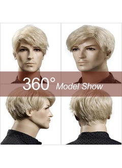 Kalyss 8" Short Straight Men's Blonde Color Wig Heat Resistant Synthetic Hair Wig (blonde)  - Image 5