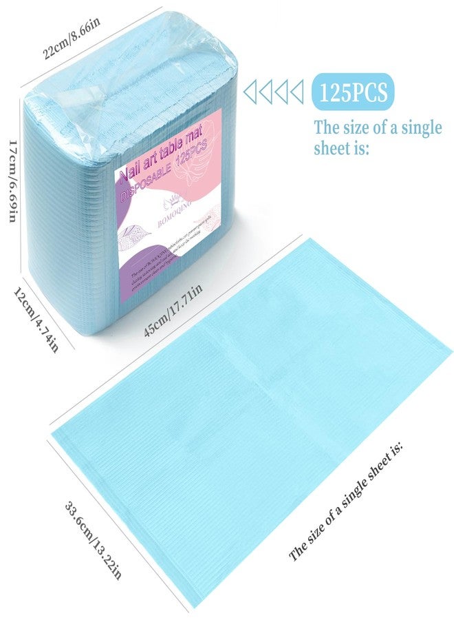 BOMOQING 125Pcs Disposable Nail Paper Towels for Acrylic, 3 Ply Foldable Nail Table Mat, Waterproof Nail Art Practice Sheet Clean Pads Napkins, Nail Supplies for Manicure Salon or Home Use (Blue) - Image 4