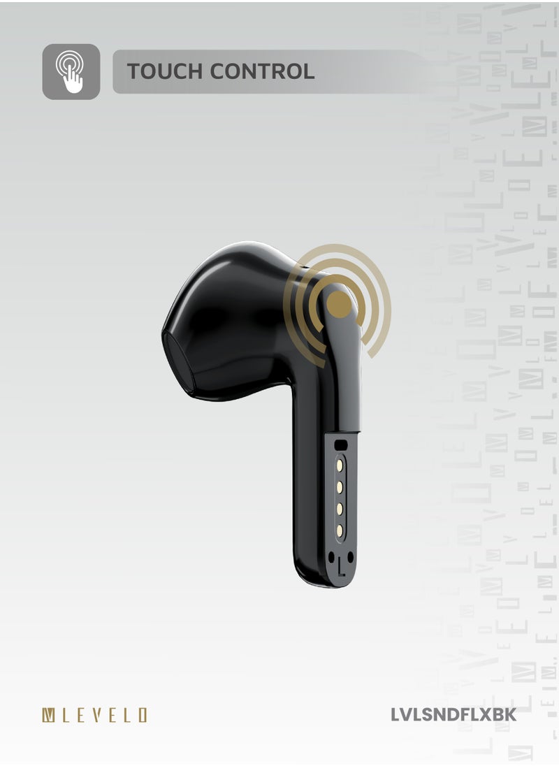 LEVELO Soundflex 2 in 1 TWS & Wired Earphones with Touch Control & Clear Audio / Strong Magnetic Wire Attachment / Environmental Noise Reduction / Universal Compatibility / Wireless and Wired Headphones - Black  - Image 3