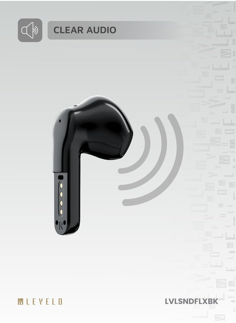 LEVELO Soundflex 2 in 1 TWS & Wired Earphones with Touch Control & Clear Audio / Strong Magnetic Wire Attachment / Environmental Noise Reduction / Universal Compatibility / Wireless and Wired Headphones - Black  - Image 5