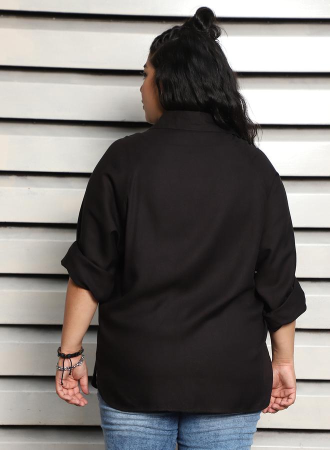 HIGH STAR Plus Size Boxy Casual Shirt with Button Placket by Styli  - Image 4