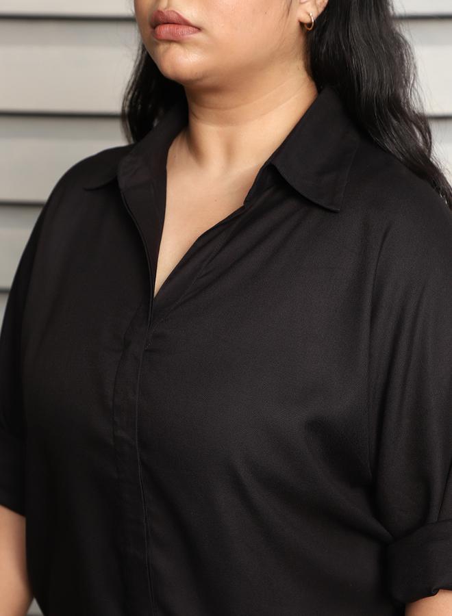 HIGH STAR Plus Size Boxy Casual Shirt with Button Placket by Styli  - Image 5
