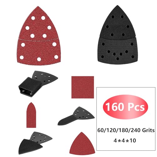 FOWOK 160pcs Detail Sander Sandpaper for Mouse Sander, 60 120 180 240 Grit Sanding Sheets, Sander Pads for Detail Sander, Finger Sander -FSM16 - Image 5