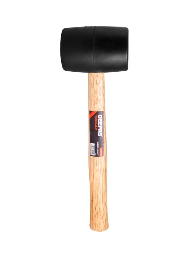 GEEPAS Rubber Mallet Wooden Handle 16 Oz Rubber head - Hardwood Shaft Rubber Mallet Double-Face Hammer with Soft/Hard Tips | Ideal for woodworking, cabinet and furniture making, auto body and metal fabrication Brown/Black - Image 1